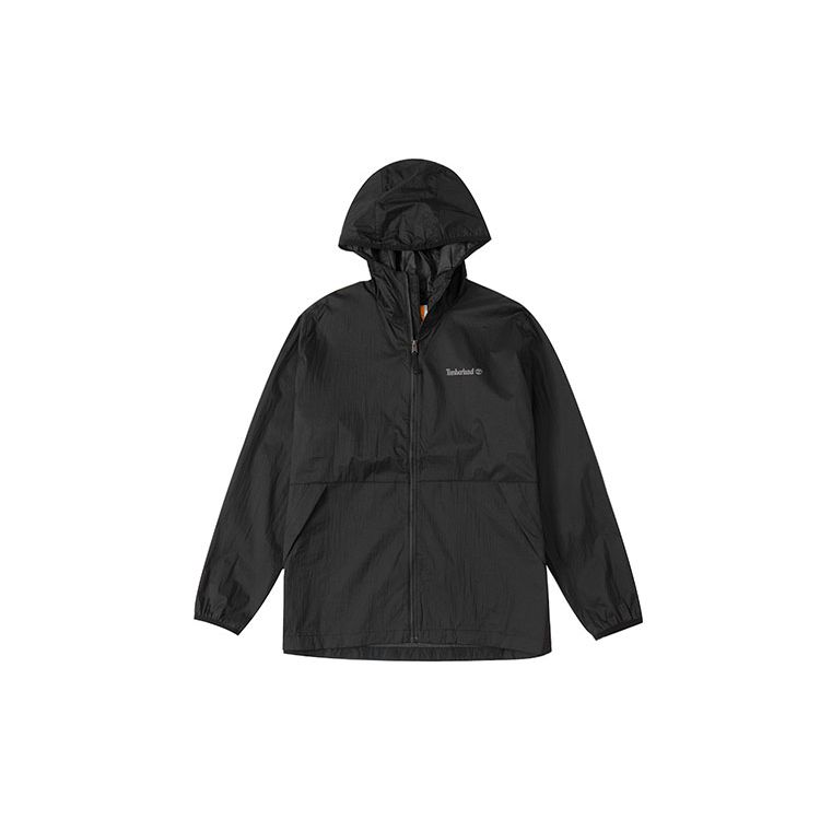 Timberland Black Logo Hooded Windbreaker Jacket A6RYN-001 S