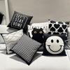 Black and White Sofa Pillow Geometric Cushion English Letter Nordic Ins Pillow Living Room Lumbar Pillow Simple Line Pillow