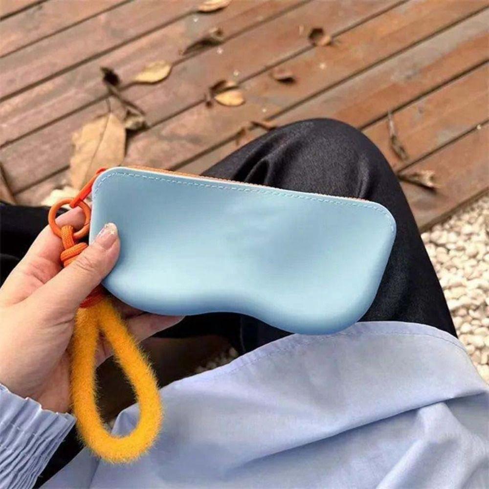 

Пылезащитный силиконовый чехол для очков, портативный кошелек для монет, подарки, косметичка синий