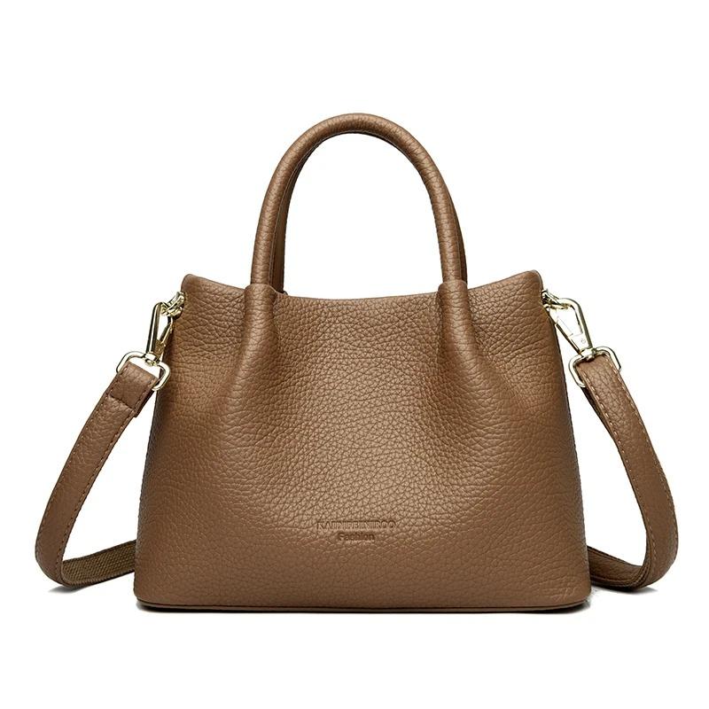 Ladies' Soft Leather Tote Bag, Luxury Designer Handbag, Solid Color Ladies' Shoulder Bag, and Minimalist Crossbody Bag