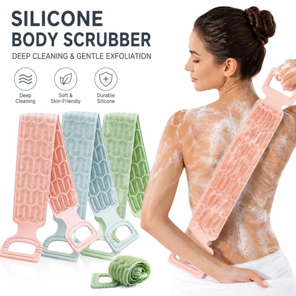 Back Reaching Silicone Body Scrubber Long Strip Exfoliating Bath Towel Shower Bathing