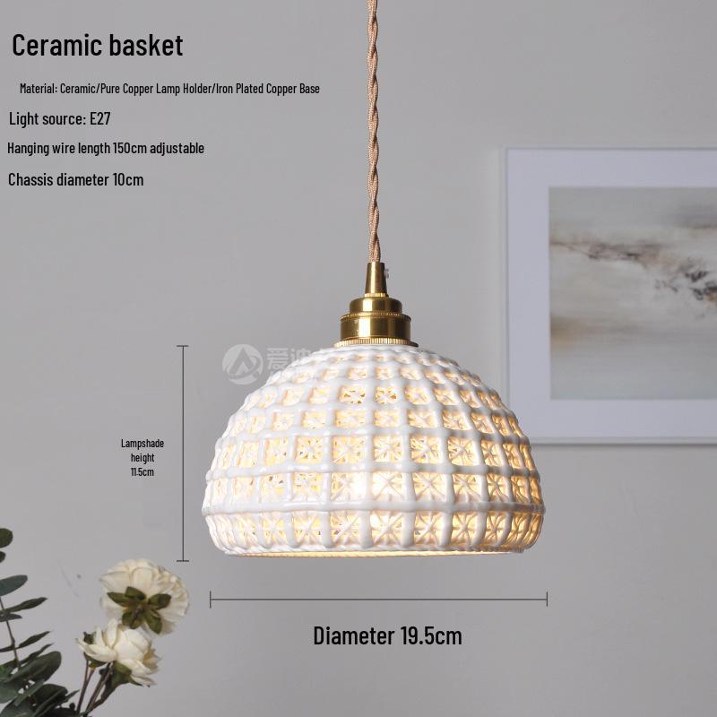 Chinese Retro Teahouse Ceramic Pendant Lamp: Ancient Style for Bedroom or Dining Room