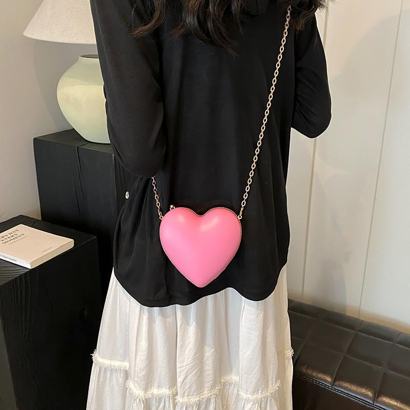 Cute Mini Heart Shaped Shoulder Sling Bag For Women In Colorful Pu Material