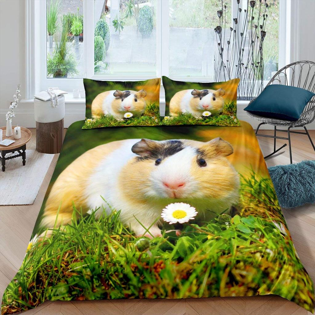 Yellow Maple Leaf French Bulldog Microfiber Bedroom Comforter Cover with Pillowcases Lovely Pet Dog Bed Sets for Girl Boy Teen