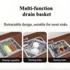 Adjustable 304 Stainless Steel Sink Drain Basket Drain Drying Rack Multifunctional Storage Rack for Kitchen Dish Vegetable Fruit