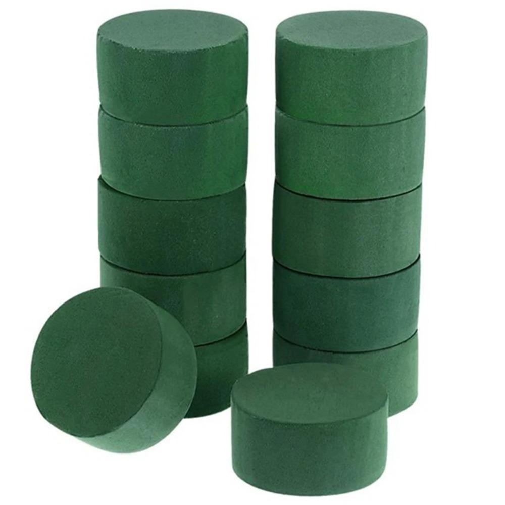 10PCS Green Floral Foam Blocks Round Artificial Flower Mud Floral Foam Brick DIY Crafts Supplies