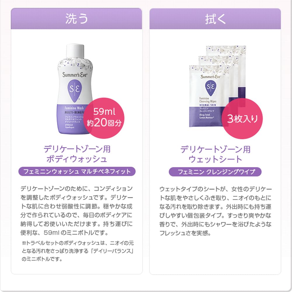 Eve Travel Set Feminine Wash Daily Balance 3 Summer's (1 + Wipes)