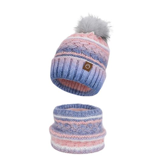 2Pcs/Set Winter Hat Scarf Set Thickened Velvet Lining Colorful Versatile Elastic Fit