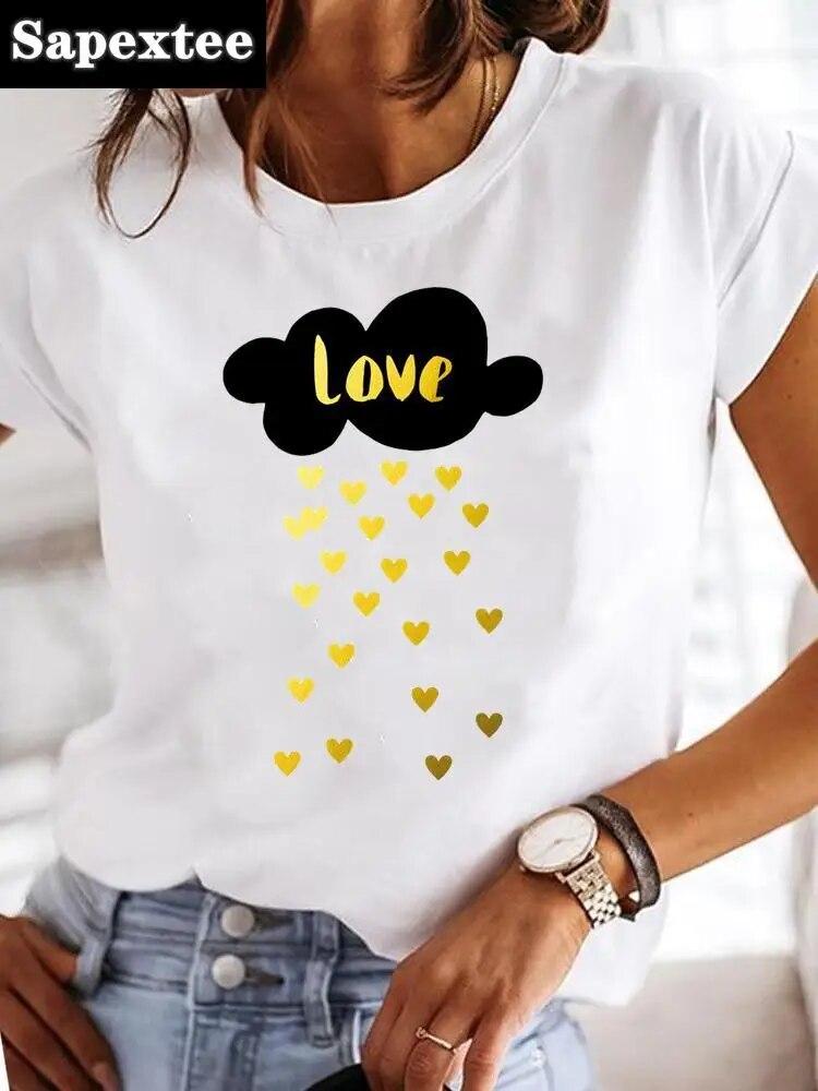 Dámský potisk Milostný dopis Sladký 90. léta Trend Léto T Oblečení Oblečení Móda Ležérní Trička Krátký rukáv Dámské FeUnisex Grafické tričko