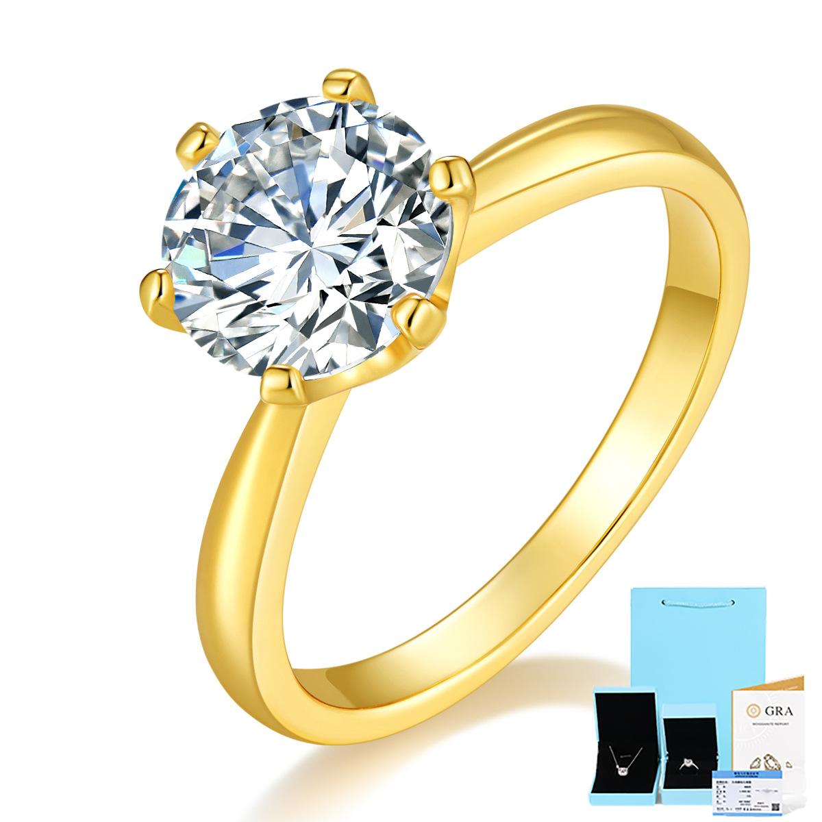 

Простое золотое кольцо в стиле Ins из серебра S925 с шестью крапанами для женщин, не тускнеет, новое кольцо с муассанитом класса люкс Beauty No. 7