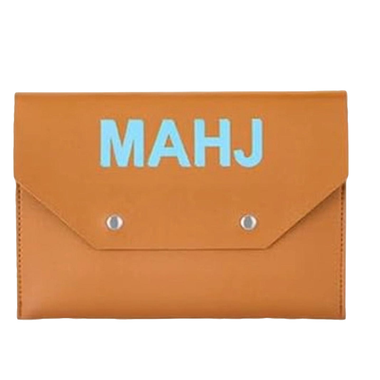 

Portable Mahjong Tile Storage Case PU Leather Card Holder Organizer with Secure Button Closure for Game Accessories S оранжевый