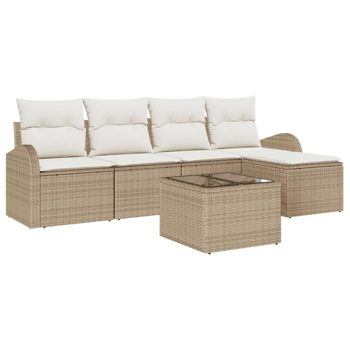 VidaXL Ensemble de canapé de jardin de 6 pièces avec coussins en poly rattan marron 3346011