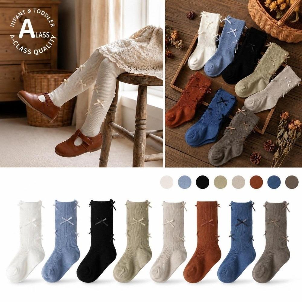 Stretch Cotton Girls Legging Rib Knit Bow Tight Durable Kids Pantyhose  School Wear