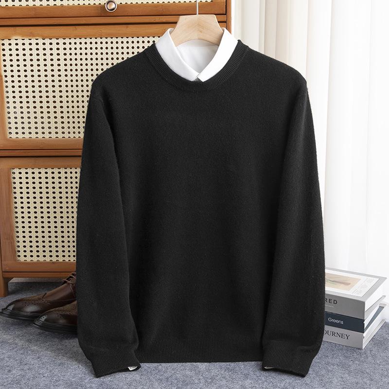 Men's Autumn/Winter Pure Wool Round Neck Loose Fit Cashmere Sweater - Youth Fashion