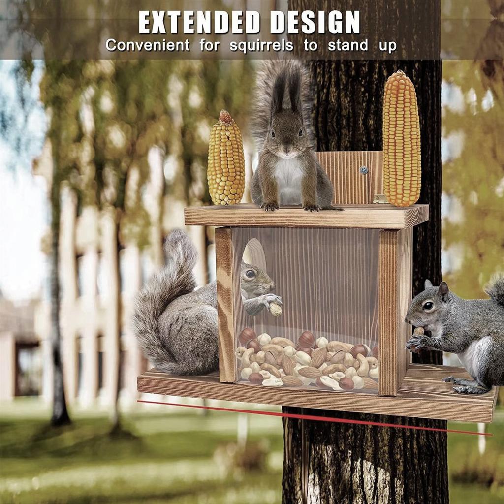 Wooden Handicrafts Of Squirrel Feeders For Outdoor Courtyard Decoration