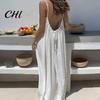 Autumn Jacket Dress Women's Backless Cami Summer Casual Sleeveless Boho Beach Maxi Women Spaghetti Strap Vacation Long Sundress with Back Tie