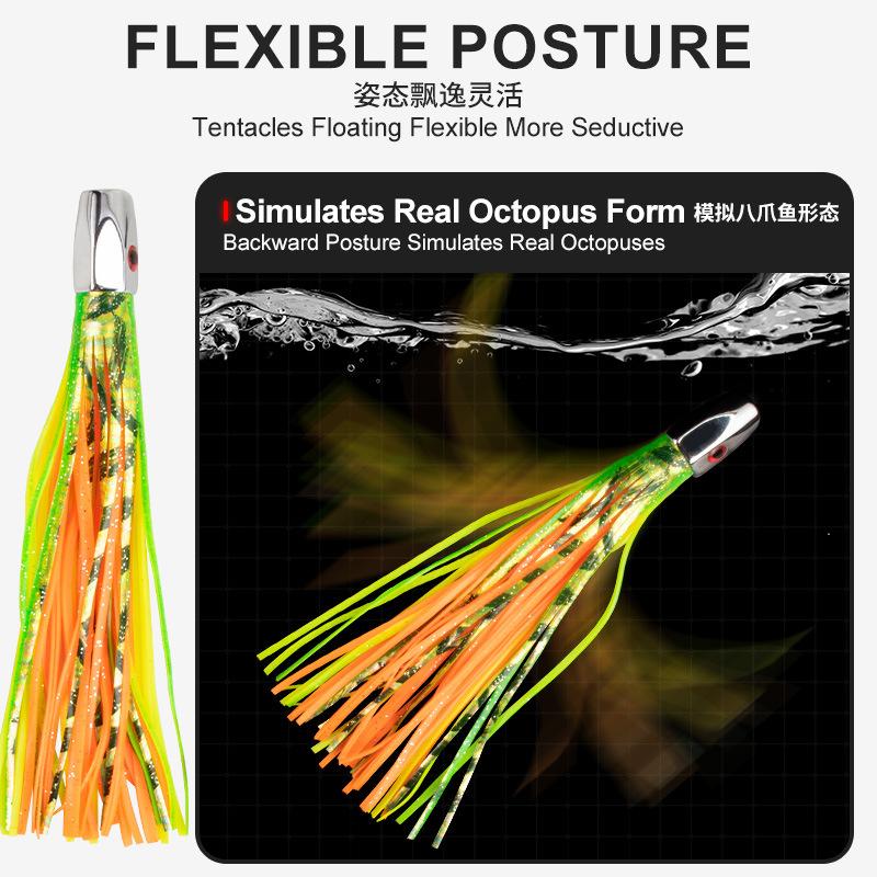 1pc 20.5cm 76g Trolling Lure Bait Copper Head Octopus Squid Skirt Bait Big Game Drag Fishing Marlin Tuna Pesca Hard Bait