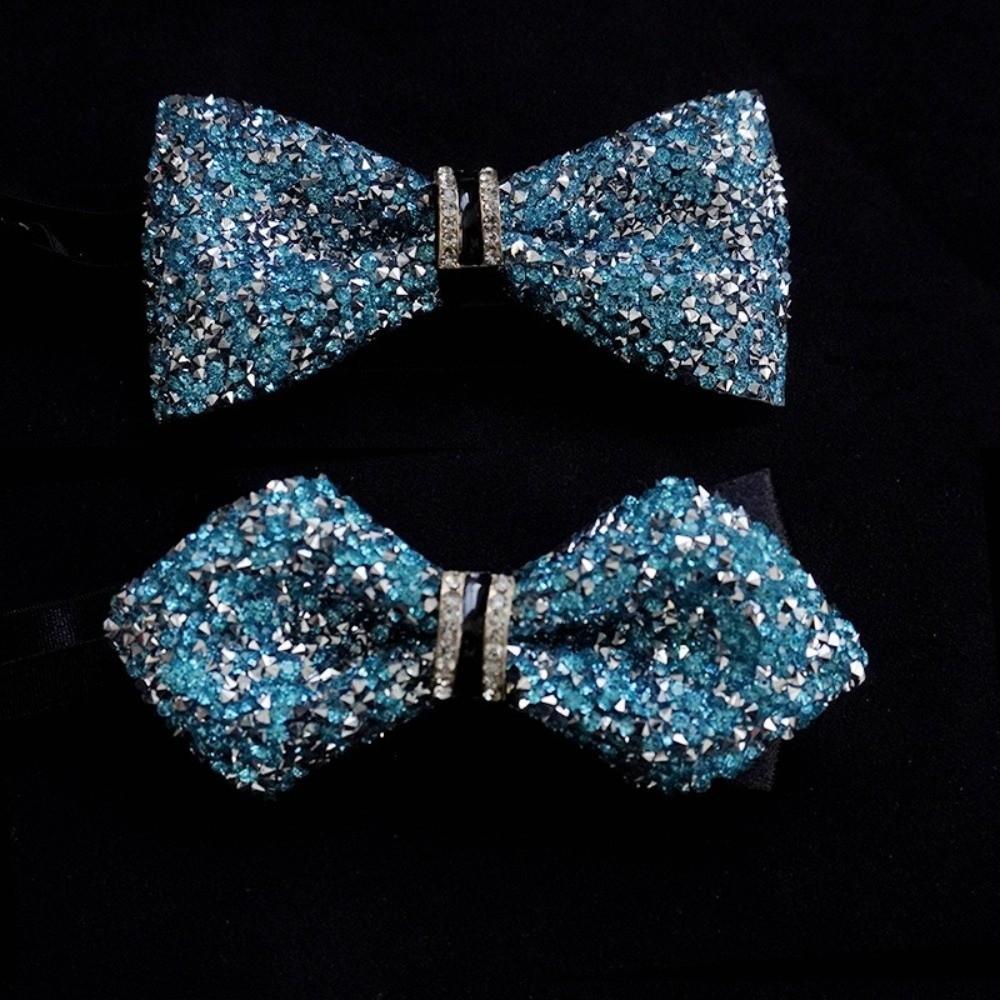 Solid Color Rhinestone Collar Flower British Style Adjustable Gentleman's Bow Tie Bowtie Collar Cravat Men's Suit Accessory