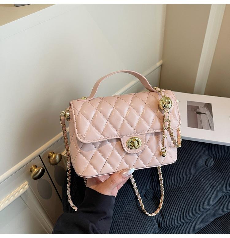 Women's bag 2025 new fashionable and versatile high-end shoulder messenger bag small fragrant wind diamond chain portable small square bag