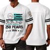 Men’s Casual V Neck Short Sleeve Jersey Style T Shirt with 250 Years Independence Day Print Athletic Fit Comfortable Top