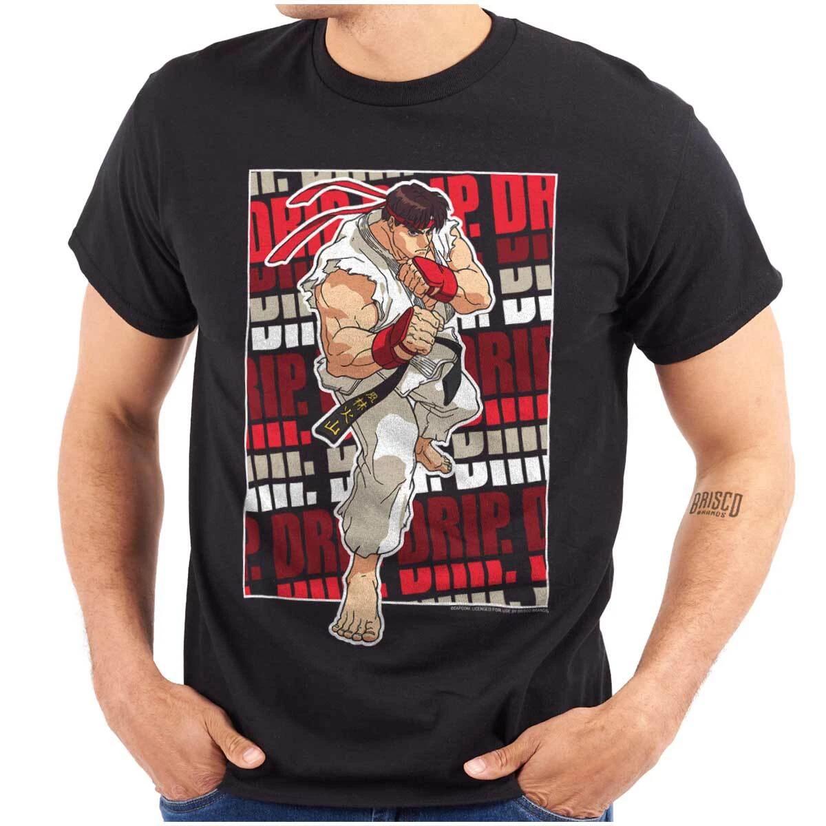 Retro Street Fighter Video Game Ryu Drip Womens or Mens Crewneck T Shirt Tee XS