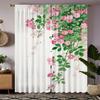 Pink Rose Printed Curtains Pole Bag Christmas Decorations Home Room Set Of 2 Made Polyester