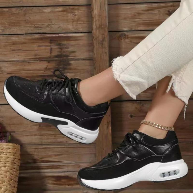 Large Size Spring New Casual Sports Shoes Women's Flying Woven Slope Heel Round Head Lace-up Mesh Women's Single Shoes