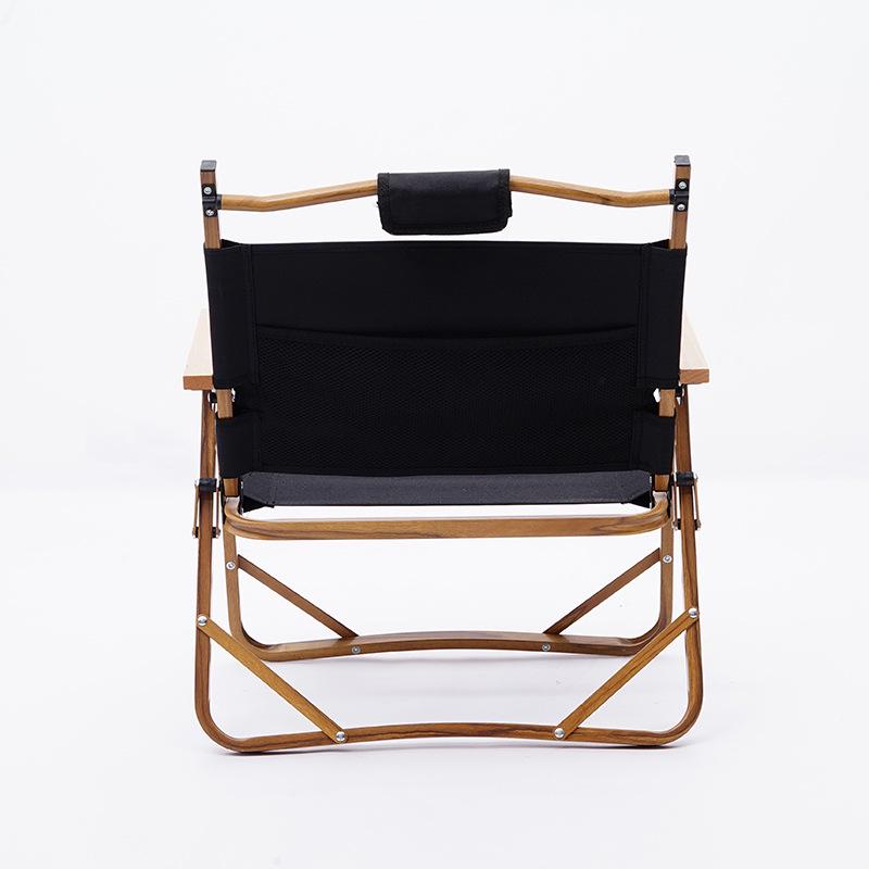 Bärbar Fällbar Campingstol i Aluminium med Träådringssits - Idealisk för Utomhusbruk, Fiske och Användning som Kermitstol