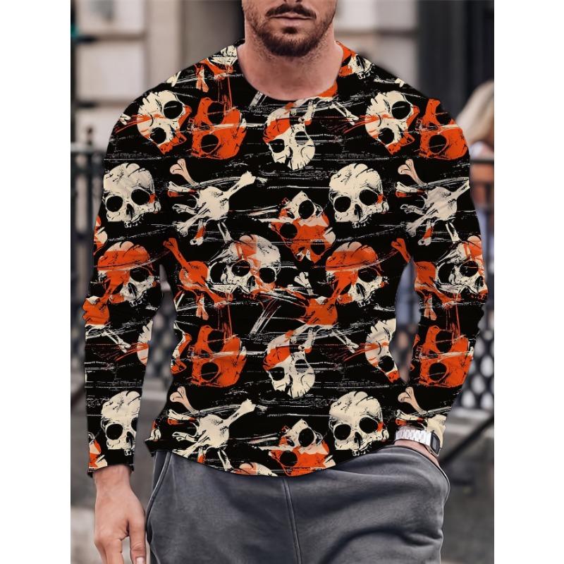Fashion Pattern Printed T-shirt for Men and Women in Spring and Autumn Casual Outdoor Long Sleeved T-shirt Top Street Clothing