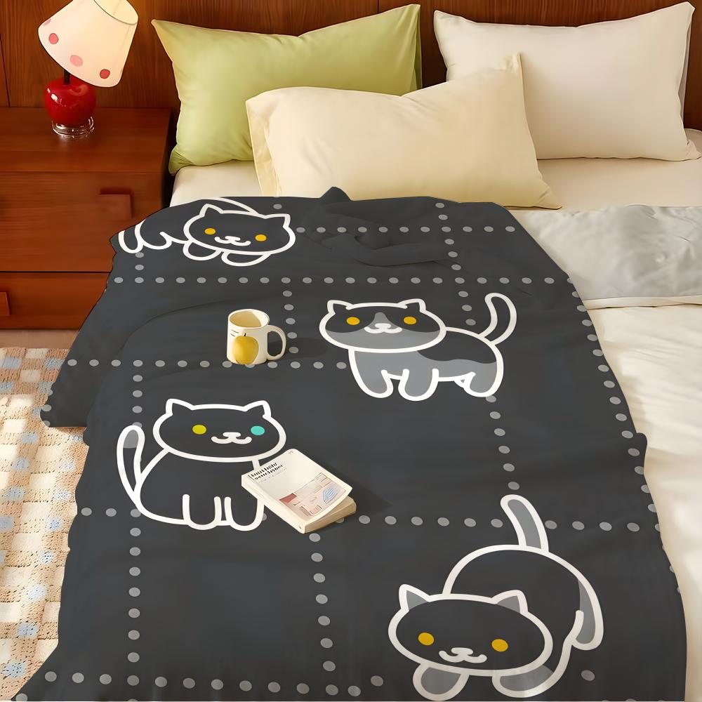 Game N-Neko A-Atsume Throw Flannel Throw Blanket, Lightweight Cozy, Durable Washable Cute Cool