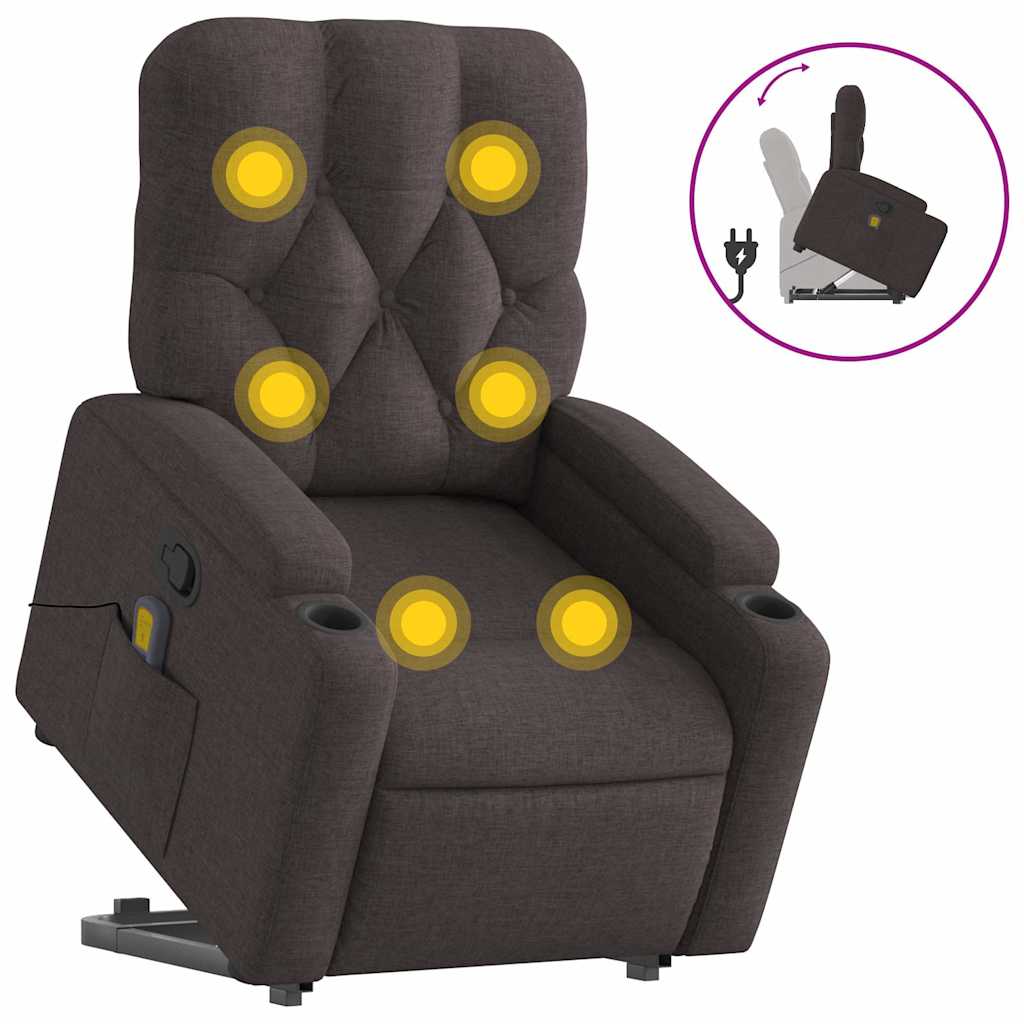 Recliner Chair with Lift Function Dark Brown Fabric