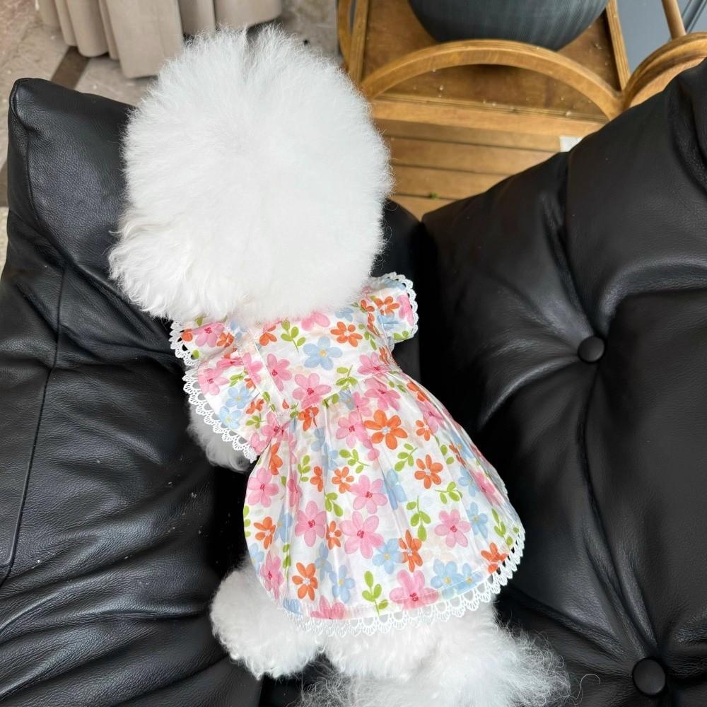 Cute Thin Pet Dog Dress Summer Sweet Corgi Teddy Clothes Princess Style Floral Print Cat Dog Skirt Pet Supplies