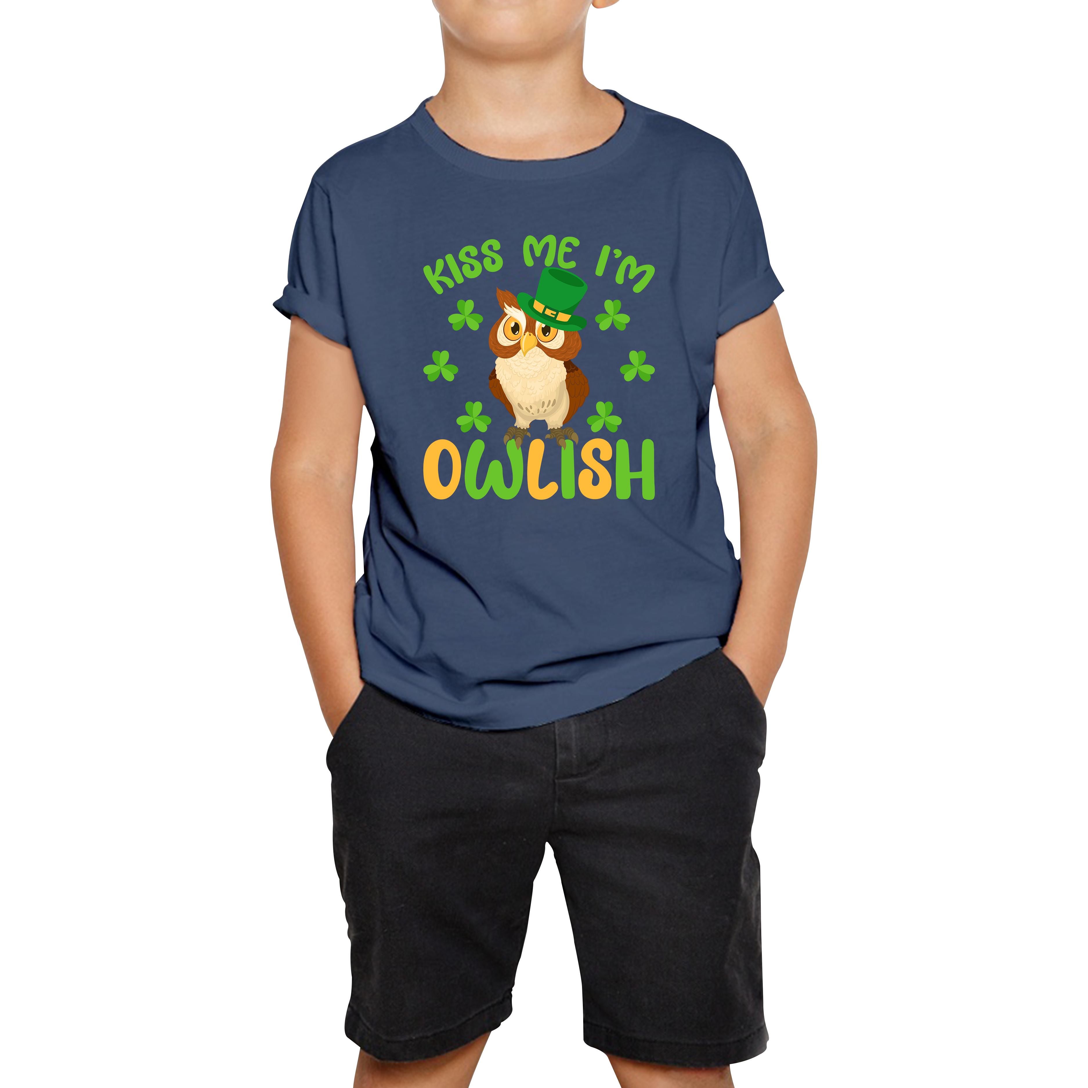 

Kiss Me I m Owlish St. Patrick s Day Kids T Shirt 110