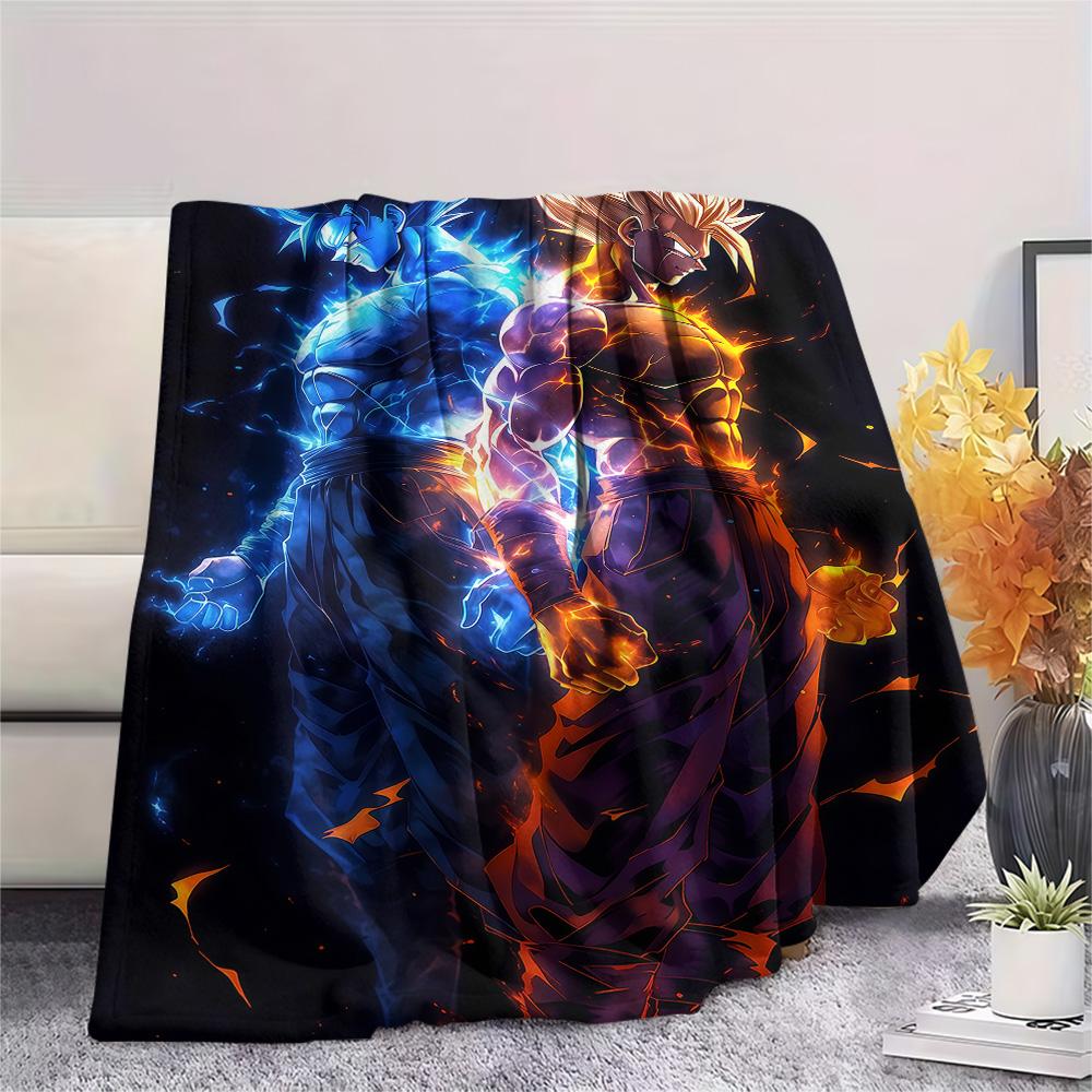 1PC Son Goku Patterned Flannel Blanket Suitable For All Seasons For Home Decor Warmth And Comfort Gifts Holiday Present