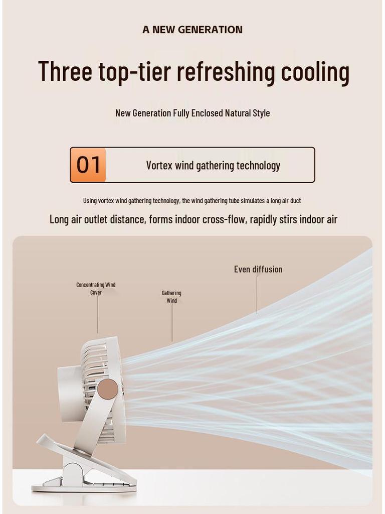 Multifunctional Wall-Mounted Clip Fan with Night Light - Ideal for Dorms & Offices