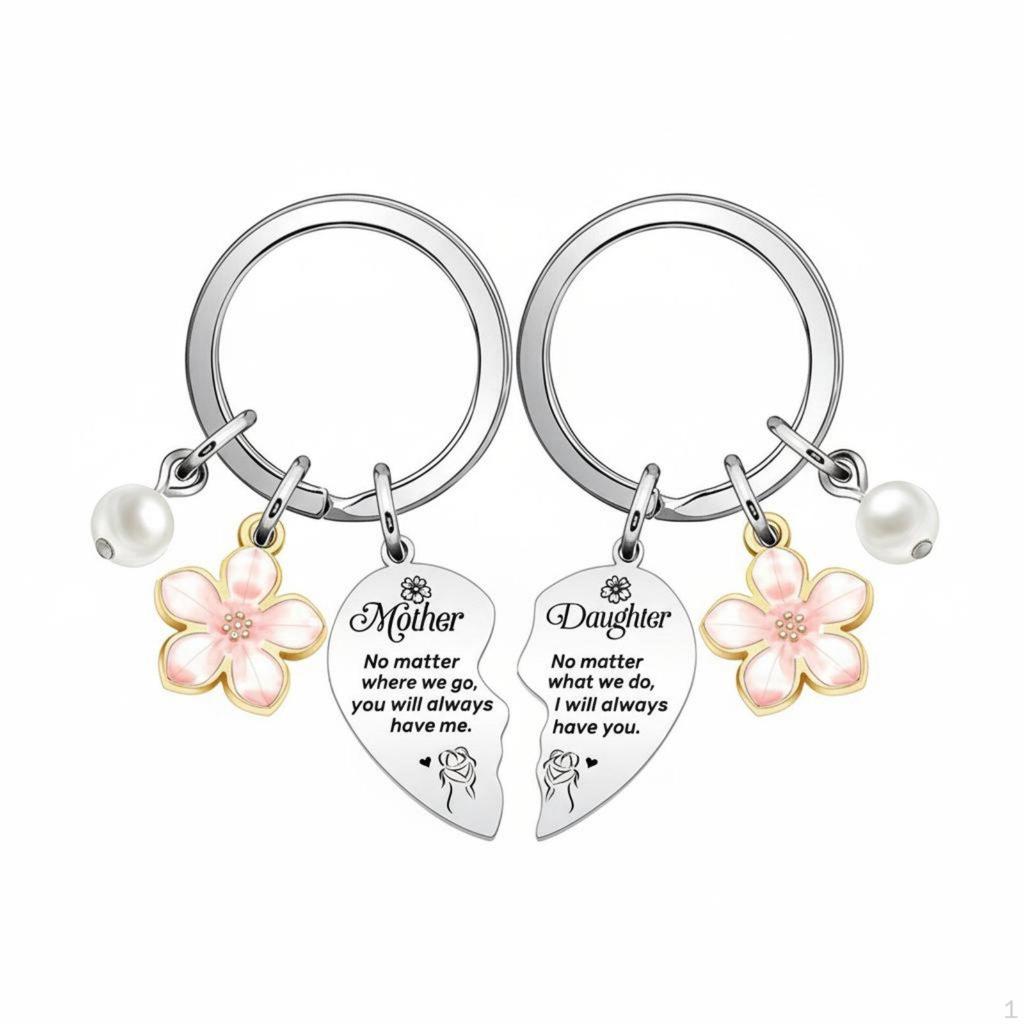 2 Pieces Mother Daughter Keychain Set Stainless Steel Sentimental Gift