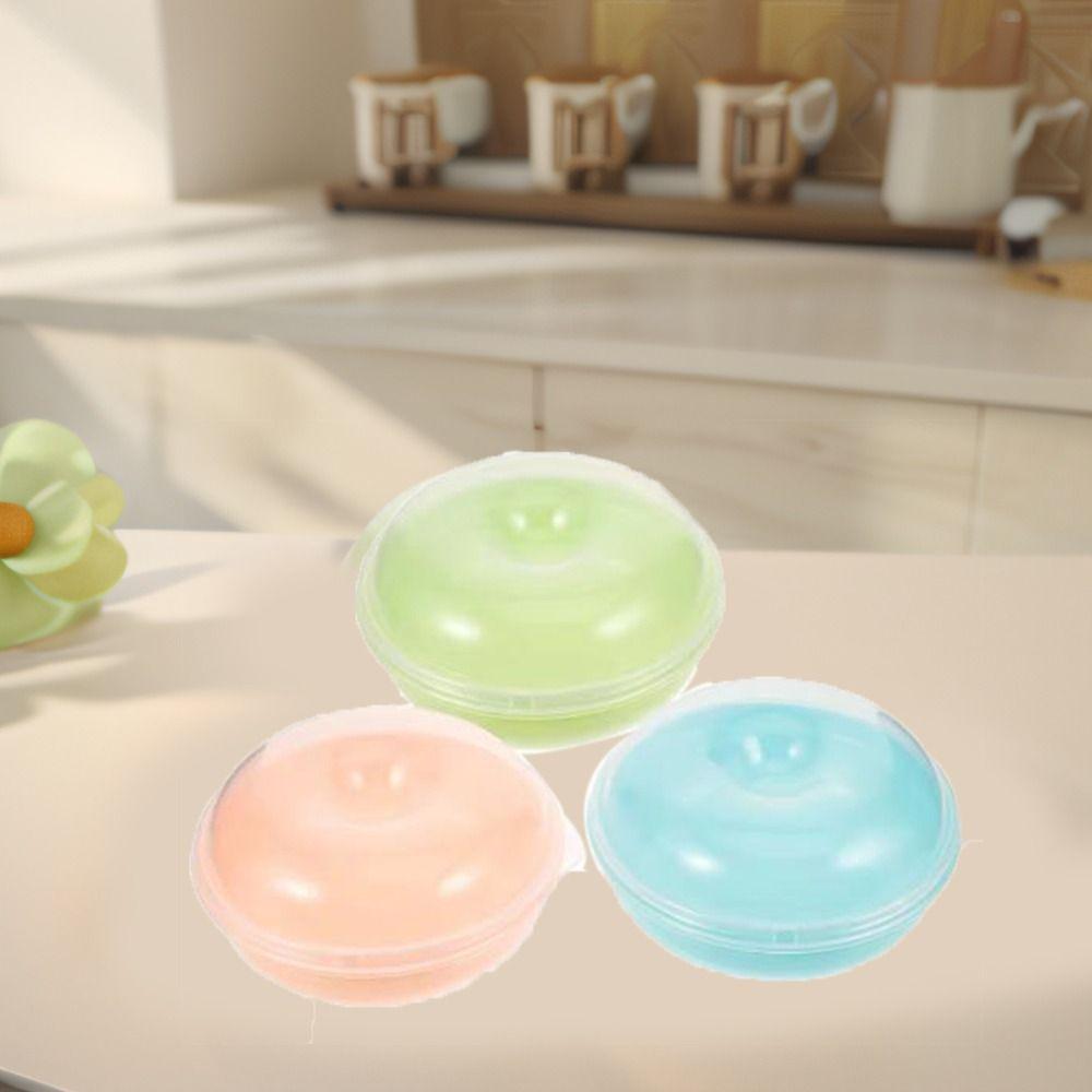 2Pcs Practical Plastic Bread Storage Box Round Airtight Doughnut Holder Reusable with Lid Bagel Storage Box for Home
