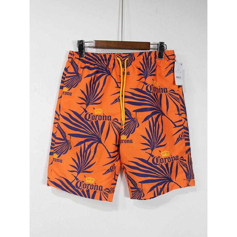 

Европейские и американские одинарные американские пляжные штаны с внутренней сеткой быстросохнущие европейские и американские повседневные с принтом летние мужские штаны пятой длины шорты Orange Print (Plus size) S