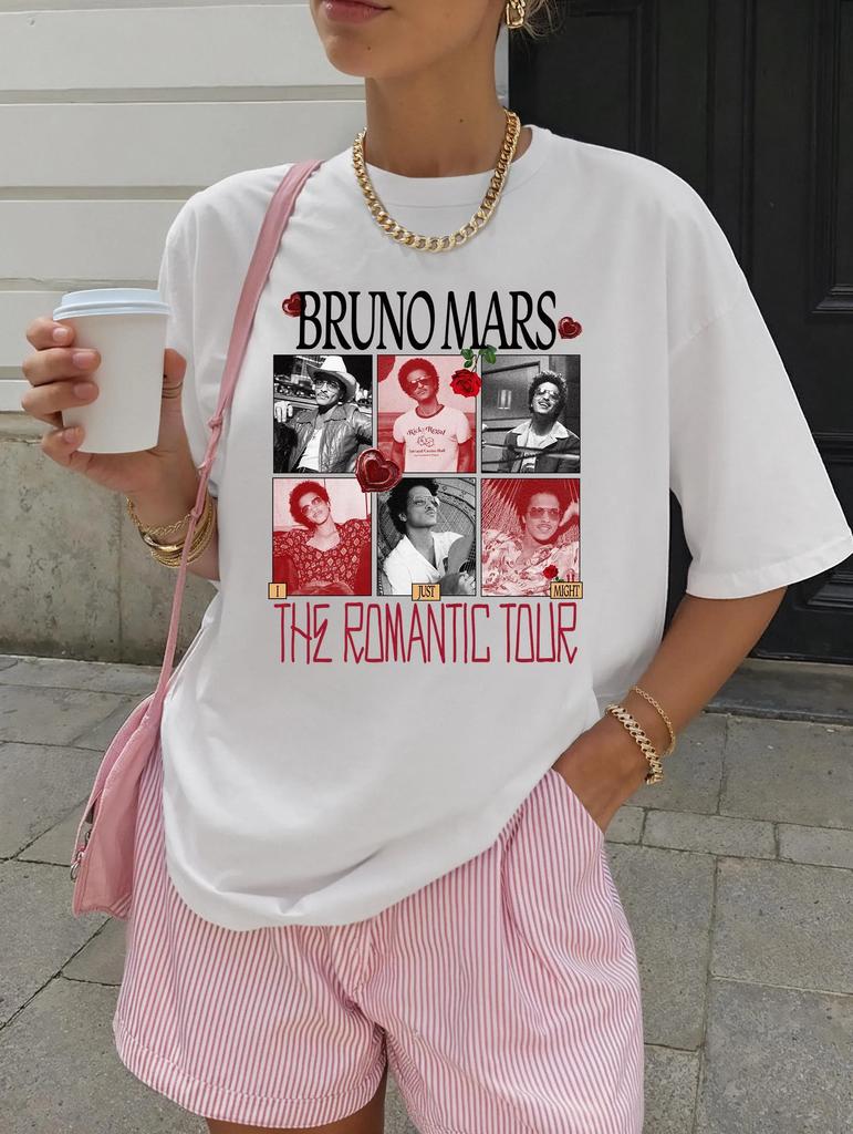 2026 Bruno Mars Romantic Tour in Papua New Guinea New Album Fan Tshirts Comfortable and Breathable Ins Y2k