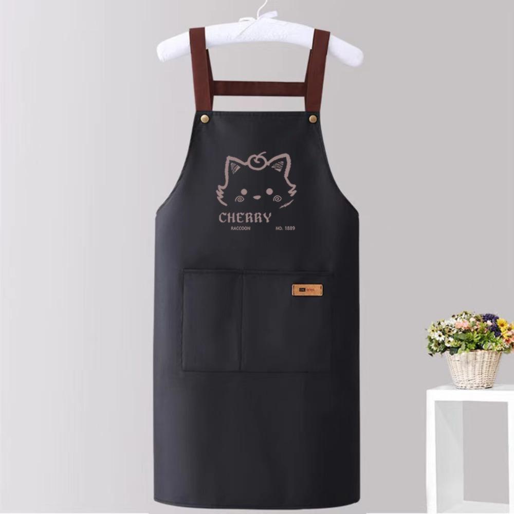Cartoon Cats Printing Kitchen Apron Oil Proof Easy To Clean Workwear Apron Waterproof Restaurant Uniform