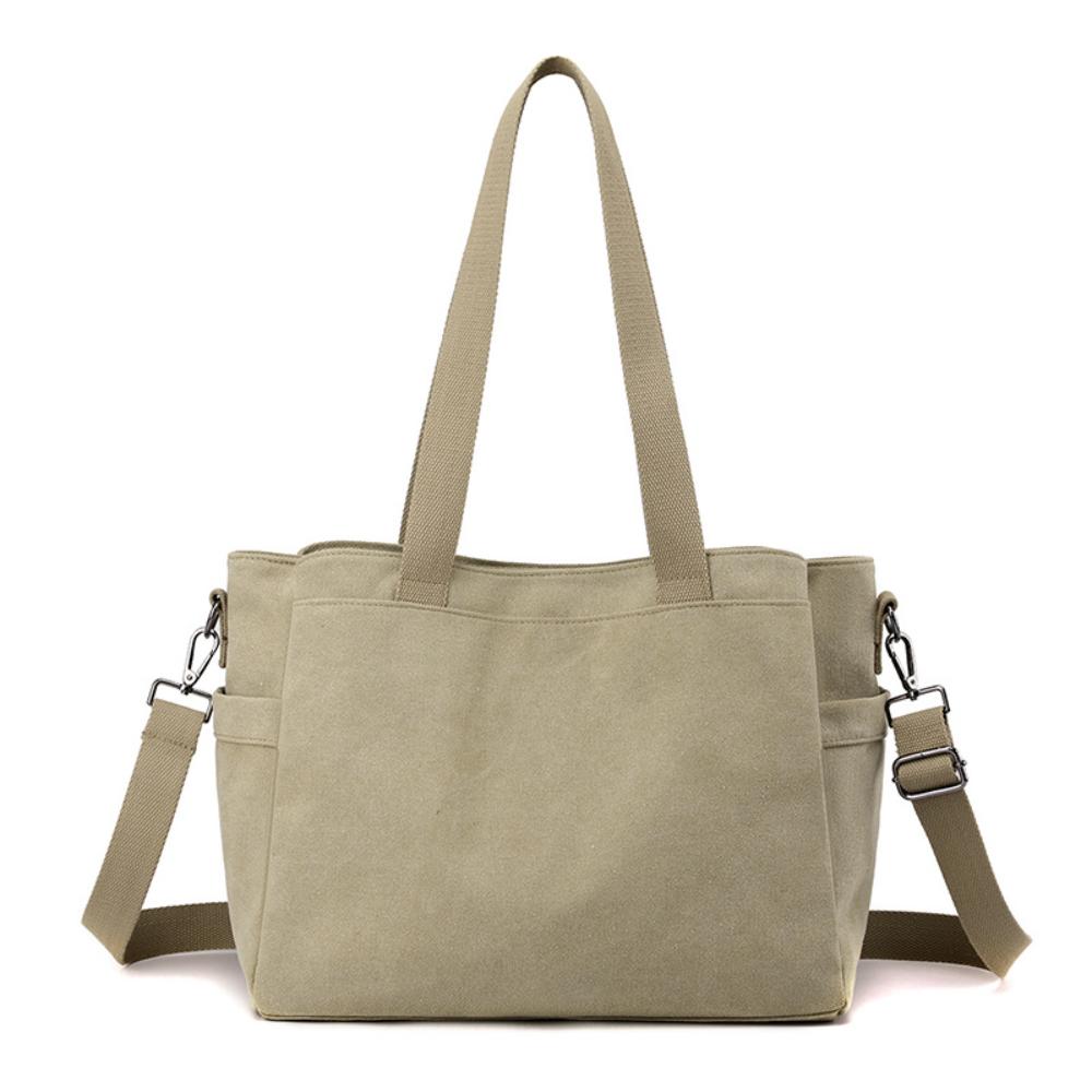 Fashion Simple Large Canvas Women Tote Bag, Durable Dual Carry Bag For Office Document Storage, Student Books And Weekend Leisure Outdoor Trips