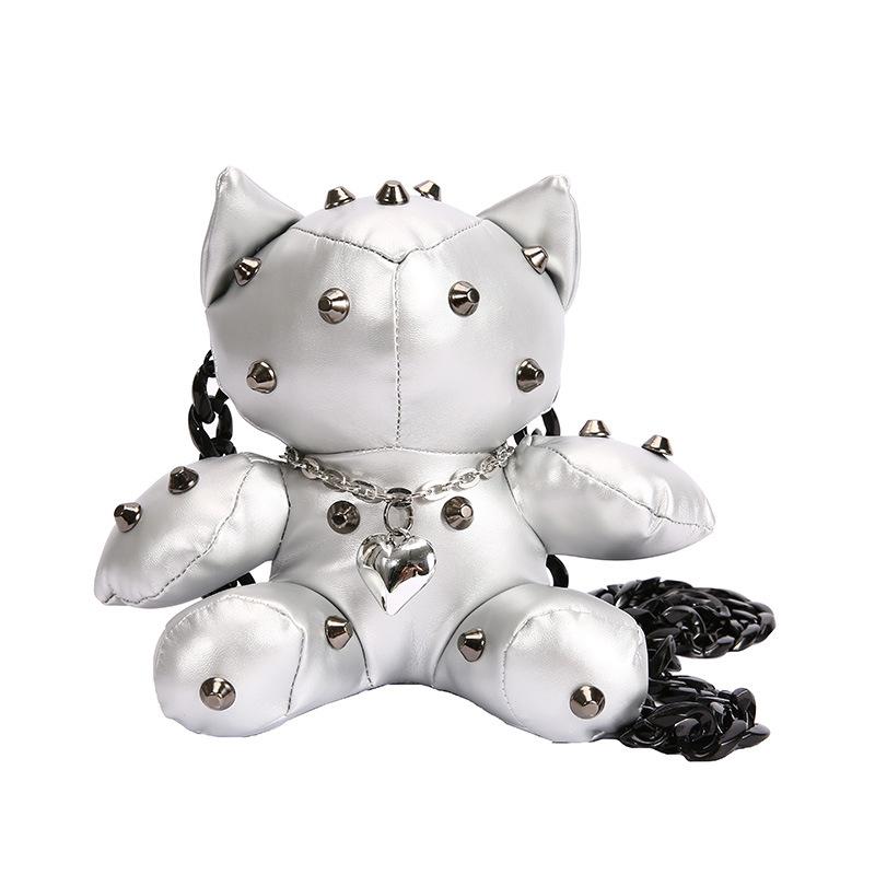 Personalized creative cartoon bag 2025 new Mori girl cute bear funny shoulder crossbody small round bag pu