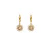 Gold Sunflower Pendant Earrings with Micro-Inlaid Zirconia - European & American Retro Luxury Style for Women