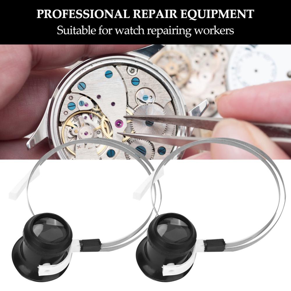 2Pcs Black Watch Repair Loupe 3.6*3.2cm Watch Repairing Tool for 3X For Hobby Crafts