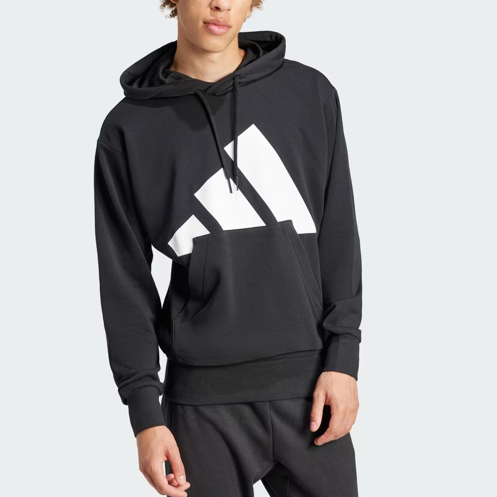 adidas Essentials Big Logo French Terry Hoodie Black/White Men Streetwear IN6164