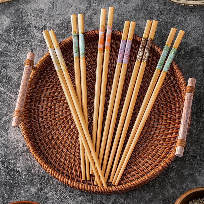 Dianne Natural Bamboo Chopsticks, 10 Pairs
