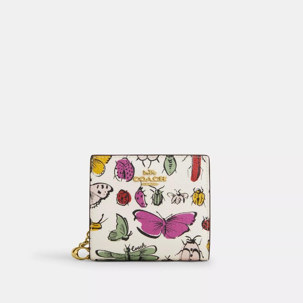

Кошелек Coach Snap с принтом Creature, золотистым мелом, разноцветный