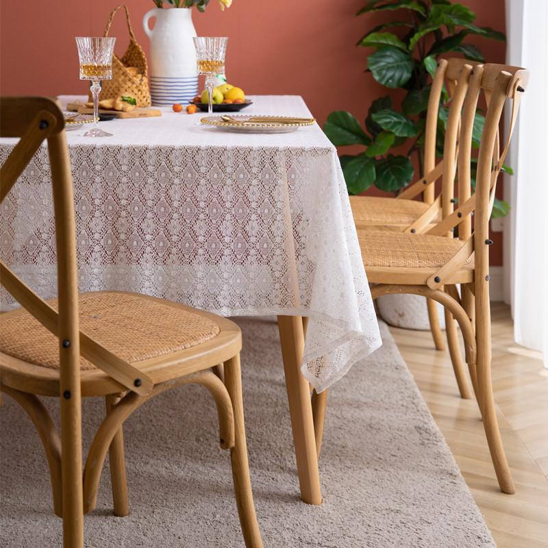 Французская Пасторальная Кружевная Скатерть Брокат Хлопок Ажурная Фото Белый Цветок Кофейный Столик Скатерть Скатерть 90X90CM