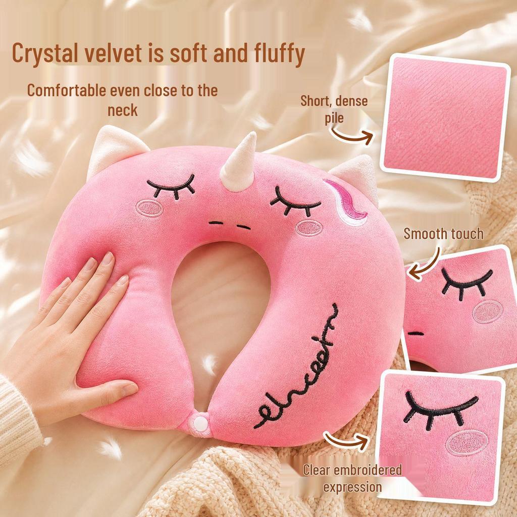 Customizable Cute Cartoon U-Shaped Neck Pillow for Travel and Office Nap