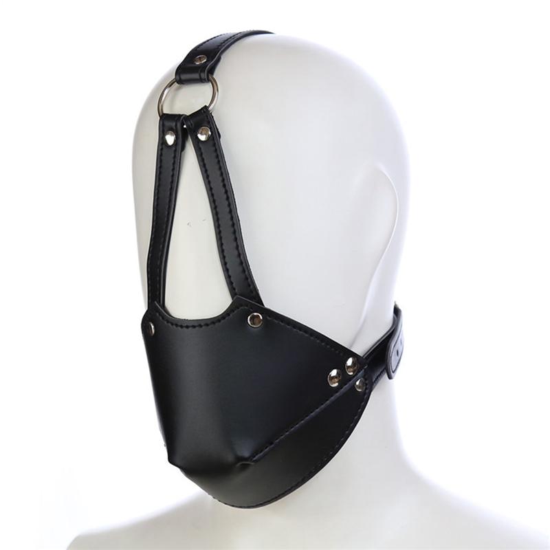 SM Leather Hood Mask  Bondage Harness Gag Muzzle Mask With Ball Mouth Gag Fetish Erotic Slave Restraint Sex Toys For Couples